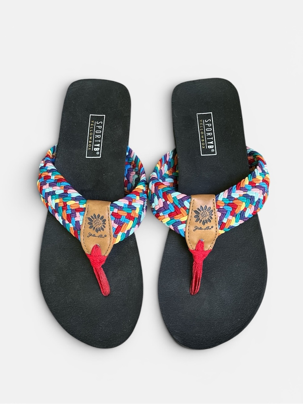 Yellow Box Sporty B “Flappy” Multicolor Braided Sandal Size 7
